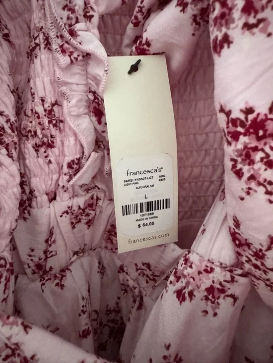 Francesca's Light Pink Dress with Berry Floral Print - Picture 3 of 3